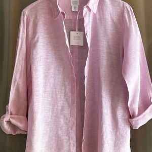 Sigrid Olsen Light Pink Linen Shirt Sz M. NWT
